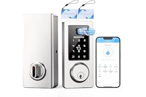 GEONFINO Electronic Deadbolt Door Lock 6-in-1 Smart Lock for Front Door Fingerprint Keyless Entry Door Lock with Auto-Lock, Anti-Peeping Front Door Smart Lock Deadbolt for Home