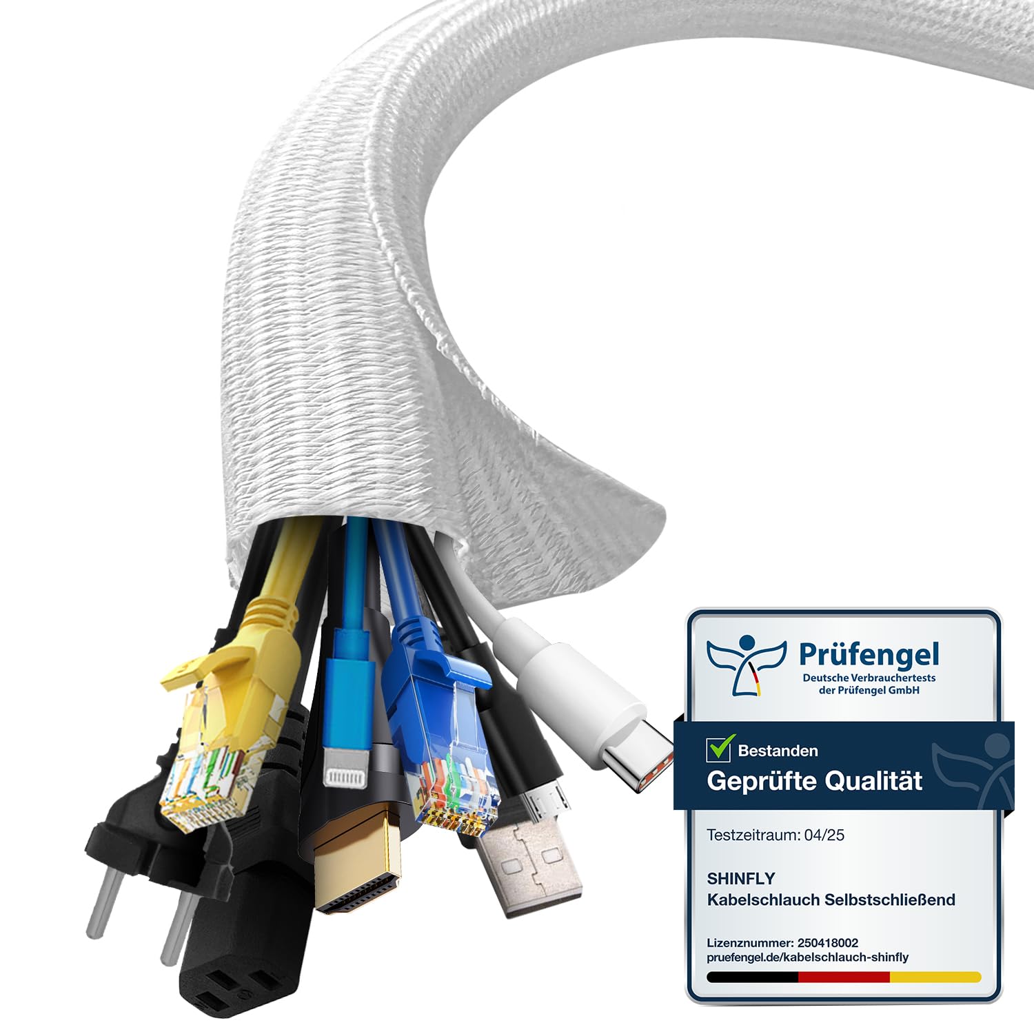 shinfly Cable Tidy Sleeve, ∅19mm-3m Cable Management Sleeve, for 11–15 Wire Organizer, Wire Loom Self-Closing Tube for TV PC Home, Black