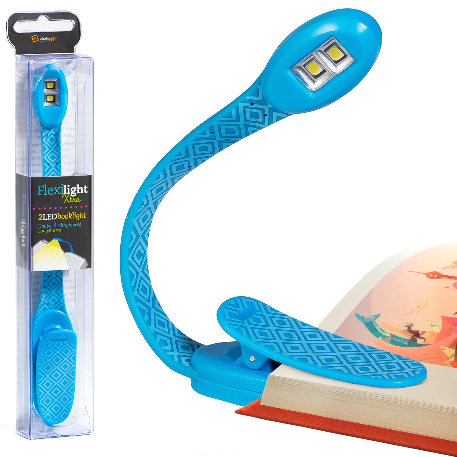 Gifts for Readers & Writers Bookmark Reading Light Black Bolt- Flexilight Xtra 2in1 Clip On Bookmark Book Light for Reading Night in Bed, Battery Operated Travel LED Book Lights, 8 Lumen Lights