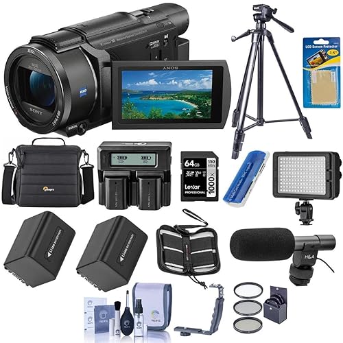 SONY FDR-AX53 4K HD Video Recording Camcorder |Cam Bag LED Light