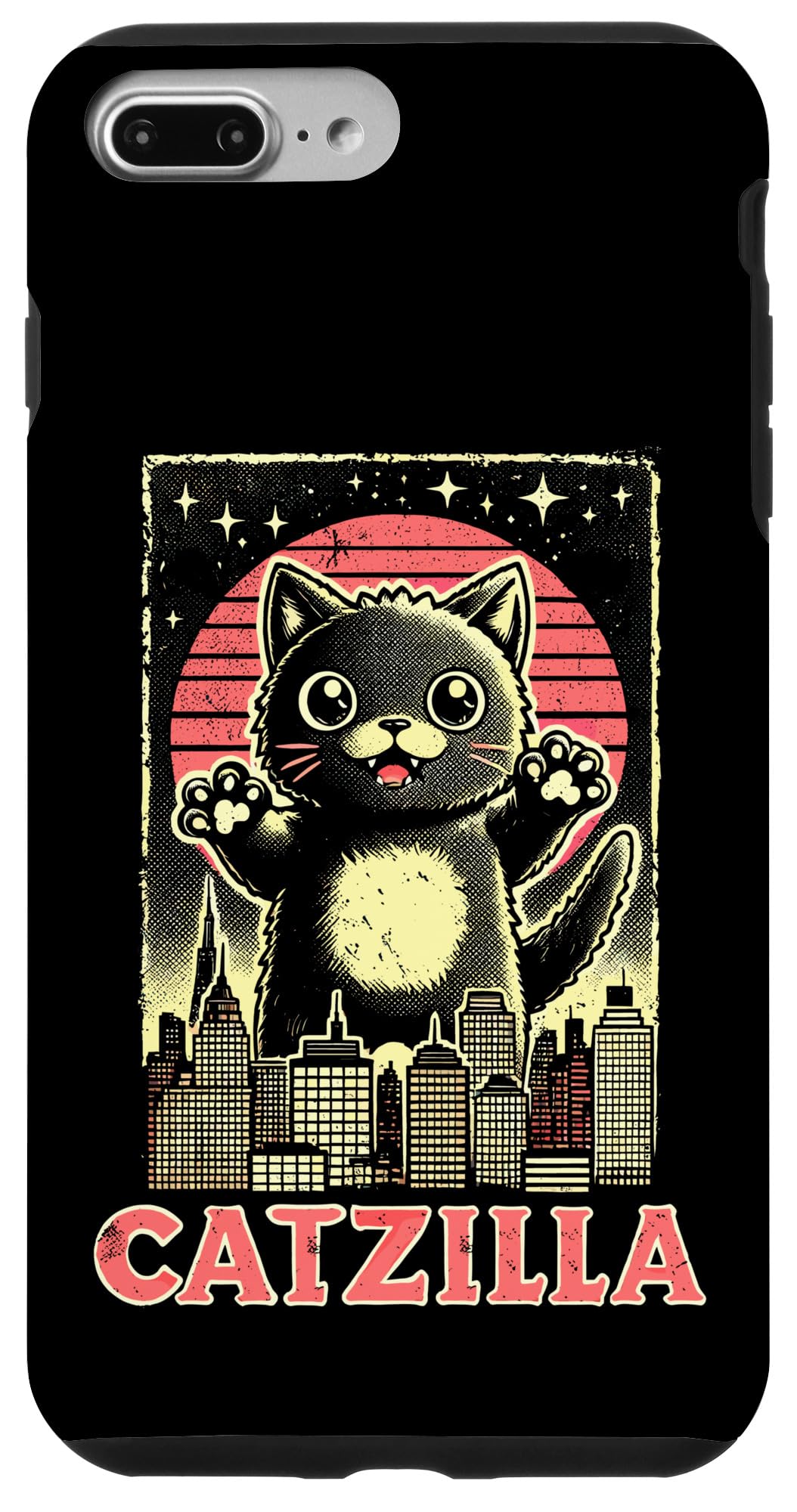 iPhone 7 Plus/8 Plus Cute Retro Cat Catzilla Men Women Kids Funny Cat Case