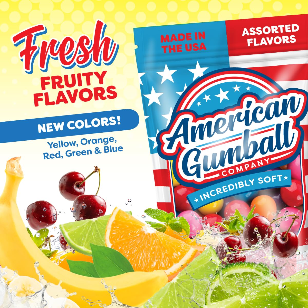 American Gumball Company Refill Gumballs 2 Pound Bag - .62 inch Small Gumballs for 1/2