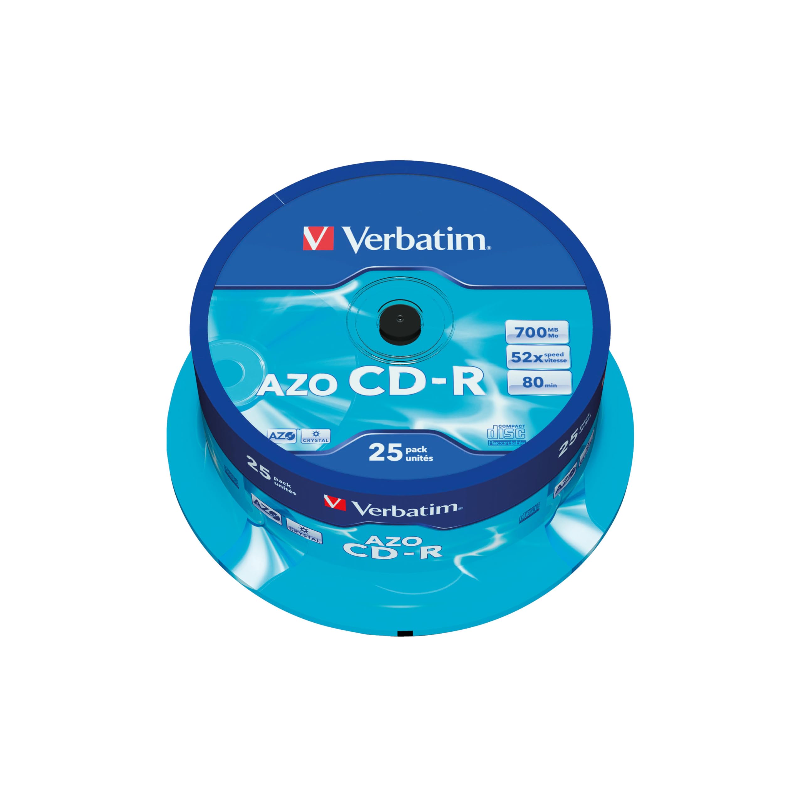 Verbatim CD-R 25Pk 48x 80Minute Super AZO Spindle, 99999