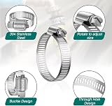 Leryati 4 Pcs Hose Clips 118-140mm 304 Stainless Steel Worm Drive Clamps view 3