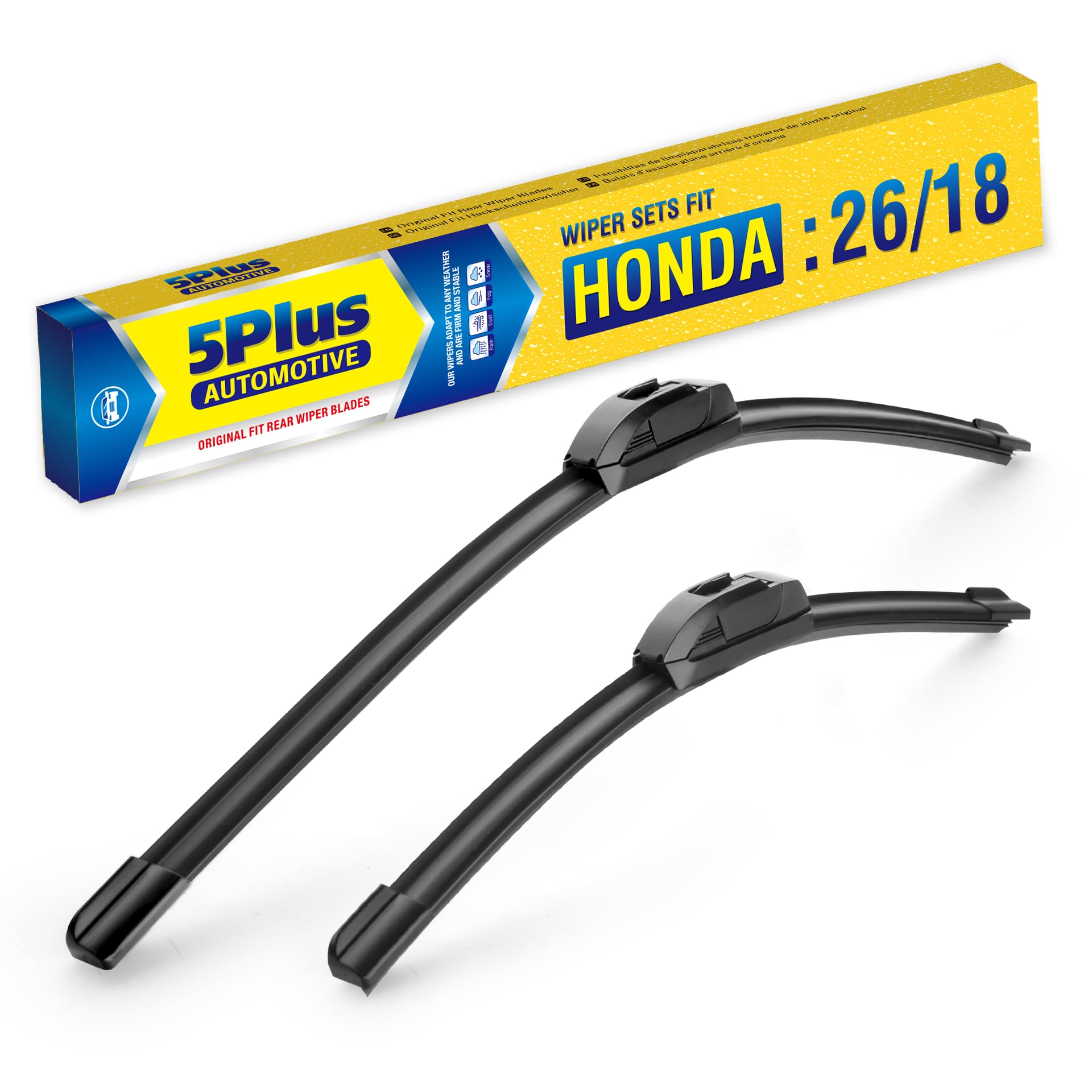 Photo 1 of 5 PLUS Replacement For HONDA Civic 2021-2016 HR-V 2022-2016 Insight 2022-2019,2014-2010 Accord 2007-2003 + More (Pack of 2), OEM Quality 26 18 Windshield Wiper Blades26 18, J/U Hook Wiper Blades