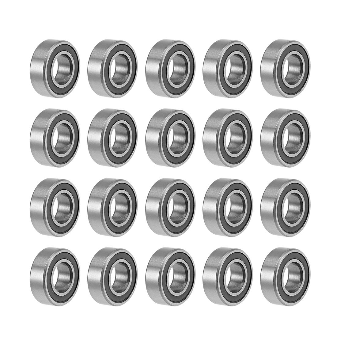 sourcing map MR126-2RS Deep Groove Ball Bearings 6mm Inner Dia 12mm OD 4mm Bore Double Sealed Chrome Steel Z2 20pcs