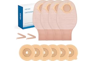 HEAGIMED 22pcs Ostomy Supplies, 2 Piece Colostomy Bags, 15-55mm Cut-to-Fit Drainable Ostomy Pouch with Clamp Closure for Ileostomy Stoma Care (16 x Ostomy Bags+ 6 x Barriers+2 x Clamps)