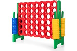 ARLIME Giant 4 in a Row Connect Game, 47'' Jumbo 4-to-Score Toy Set W/Quick-Release Lever, Build-in Ring, Jumbo Sized for Kids & Adults, Oversized Floor Activity for Indoor & Outdoor Play
