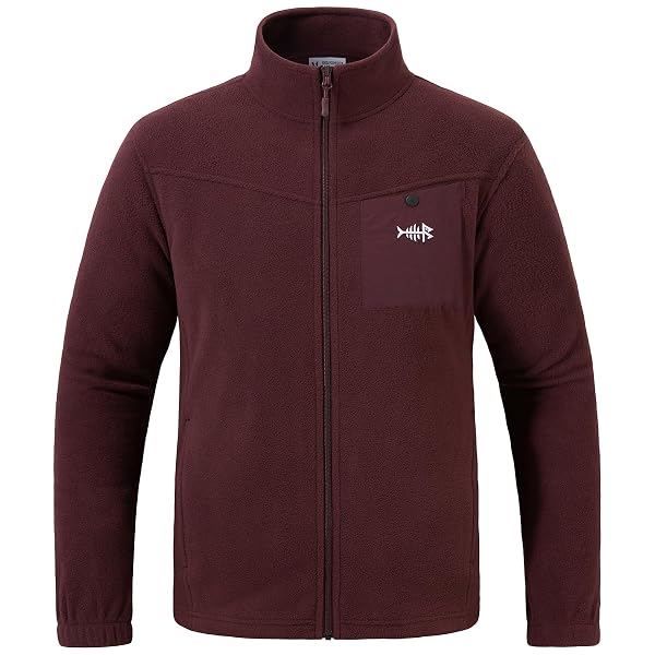BASSDASH ALLDAY MEN’S FULL ZIP FLEECE JACKET SOFT SWEATSHIRT BREATHABLE MID-WEIGHT POLAR FLEECE WINTER COAT WITH POCKETS BURGUNDY