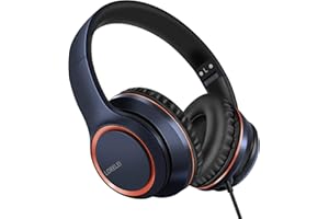 LORELEI X8 Over-Ear Wired Headphones with Microphone with 1.45m-Tangle-Free Nylon Line&3.5mm Plug,Lightweight Foldable & Port