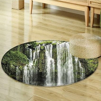 Amazon Com Round Rugs For Bedroom Waterfall Triplets Costa