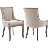 MZDOO Modern Dining Chairs Set of 2, High Back Dining Chairs Side Chairs with Solid Wood Legs, Upholstered Fabric Dining Room