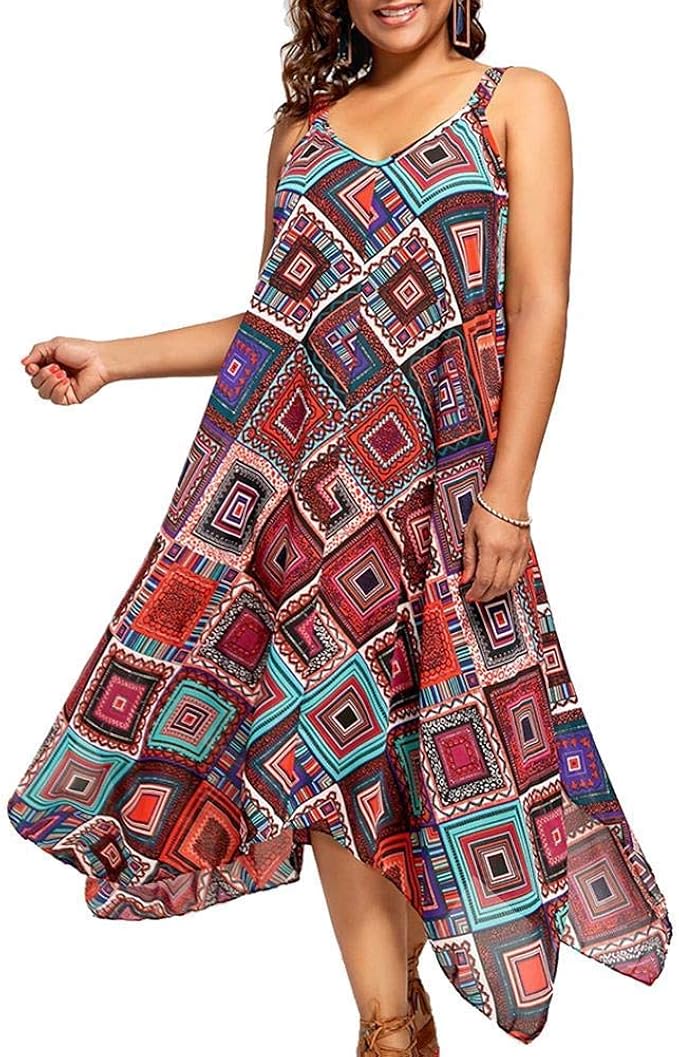 Womens Beach Cover Up Dress Plus Size, Summer Casual Loose Dress, V