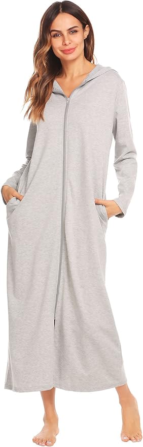 bademantel damen grau lang