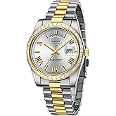 NIBOSI Men's Watches Analog Quartz Diamond Bezel Stainless Steel Dial Rose Gold Silver Watches for Men Waterproof Business Classic Dress Wrist Watch with Day Date