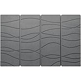 Foldable Large Stone Bath Mat, Super Absorbent Diatomaceous Earth Mat, Non-Slip 24 x 16 inch Quick Drying Mat, Compact and Easy to Store Bath Mats for Bathroom, Easy to Clean, Set of 4 Panels, Grey