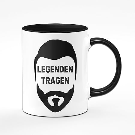 Tassenbrennerei Tasse mit Spruch Legenden Tragen Bart - Geschenk für Männer mit Bart Tassen mit Sprüchen lustig (Schwarz)
