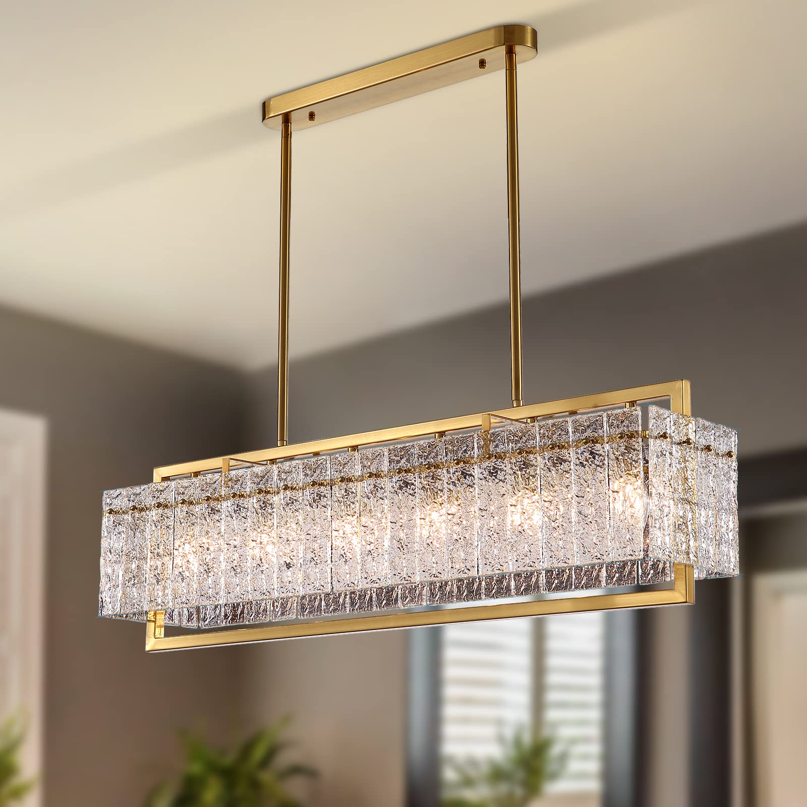 Mua Modern Rectangle Crystal Chandelier Gold Modern Dining Room