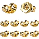 14K Gold Earring Backs Replacements - Hypoallergenic Earring Backs for Studs, Secure Ear Locking for Stud Earrings Ear Nut for Posts, 10Pcs/5 Pair