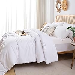 ROSGONIA White Comforter Queen, 3pcs Comforter for