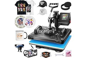 WHUBEFY Heat Press,5 in 1 Tshirt Printing Machine 15"x12" Digital Industrial Heat Transfer Machine,Sublimation Heat Press Machine for T Shirts/Mug/Cap/Plate/DIY