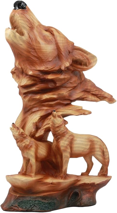 Amazon Com Ebros Faux Wood Three Howling Wolves Rocky Wildlife