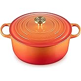 Le Creuset Enameled Cast Iron Signature Round Dutch Oven, 7.25 qt., Flamme Doree with Crucible Knob