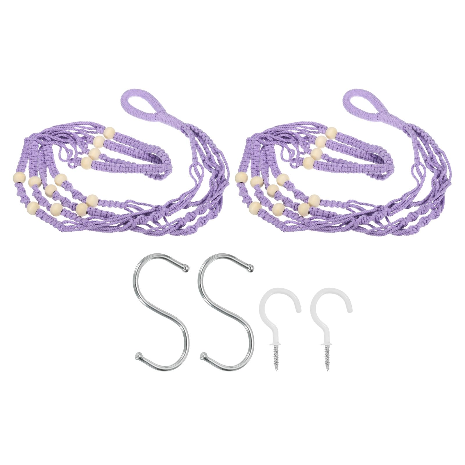 PATIKIL Macrame Plant Hanger Indoor 35", 2 Pcs Long Hanging Plant Holders with Pot for Indoor Home Decor Indoor, Purple