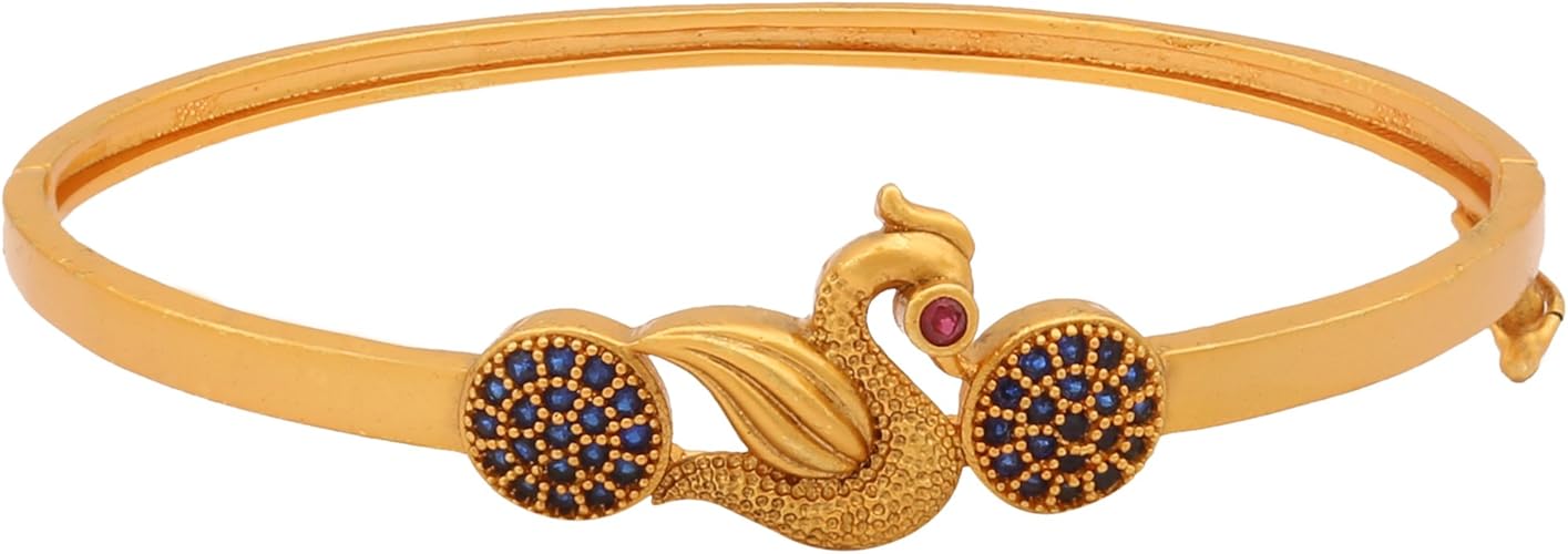 Buy Sasitrends CZ/AD Stone Studded Gold Plated Matte Finishing Openable