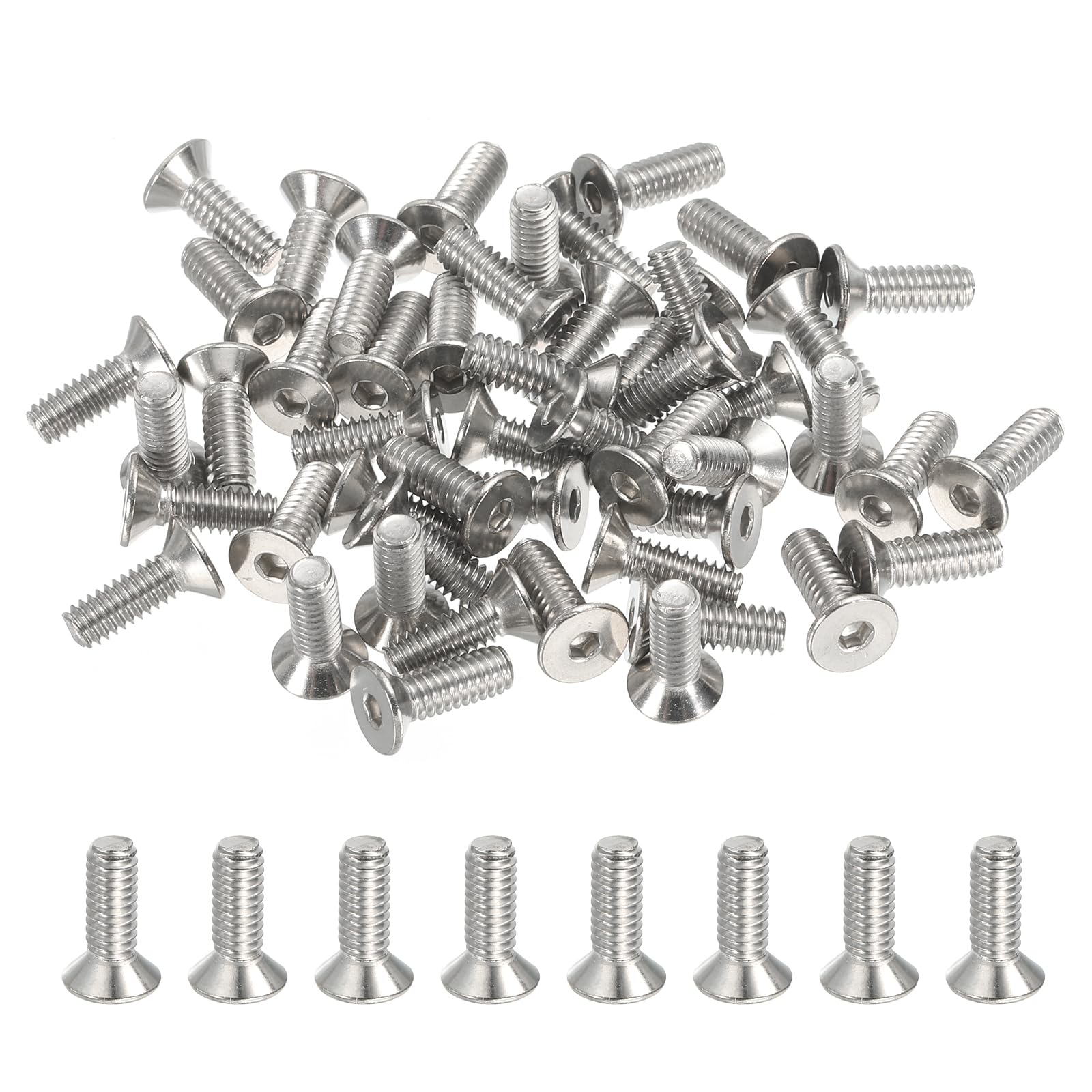 PATIKIL #8-32 x 1/2 Inch Flat Head Socket Cap Screws, 50 Pack 304 Stainless Steel Flat Countersunk Bolts Hex Socket Drive Machine Screws Full Thread Coarse Thread UNC Grade 6.8 — image 1