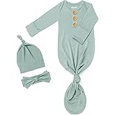 Newborn Baby Knotted Gown Clothes 0-3 Months, Infant Boy Girl Sleeper Outfits
