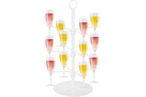 Xeceor Drink Tower, 3 Tiers - 12 Brackets Champagne Tower Champagne Wall Stand For Champagne, Cocktails, Martini, Margarita Cups at Weddings, Bridal Shower, Mimosa Bar Parties & Events (Whtie)