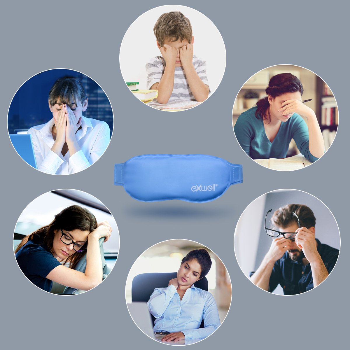 Eye Mask,Exwell Sleeping Mask With Strap for Hot/Cold Therapy,Reusable Gel Eye Mask for Reducing Puffiness,Dry eye,Fatigue,Bruises,Tension,Eyelid Glands,Itching