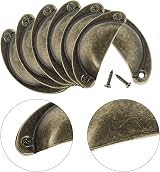 Heyu-Lotus 15pc Vintage Shell Cup Drawer Handles Antique Brass Cabinet view 4