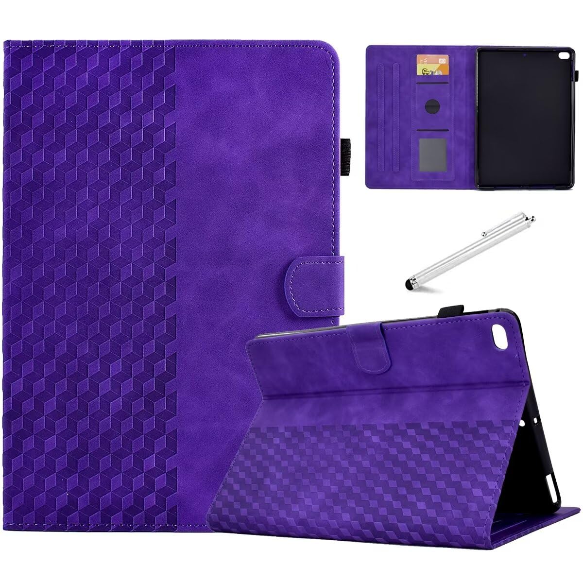 Fancity for iPad Mini 5 Case Mini 4 Mini 3 2 Cover, Smart Wake Sleep Flip Stand Case Soft Suede TPU Protective Case with Card Slot Pencil Holder for iPad Mini 1 2 3 4 5 - Purple