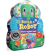 eeBoo Build a Robot Spinner Game, Matching Game, Ages 3+, 2-4 Players | Introduces early number recognition &amp; imaginative play. Includes spinner &amp; robot building pieces. 15-30 min game