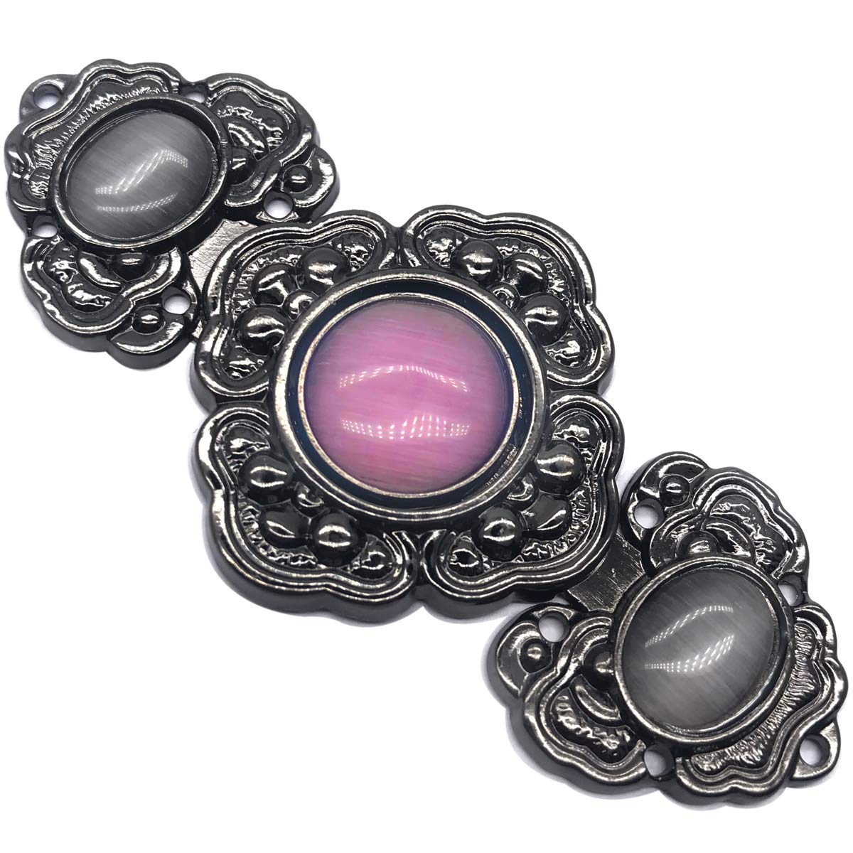 Monkey Rise 5 Pairs Vintage Pattern Sew On Hooks and Eyes Buttons Cape Cloak Clasp Fasteners, Vintage Style Cape Button, Opal button, Collar Buttons, Clothing Button Accessories(Black,Vintage pattern)