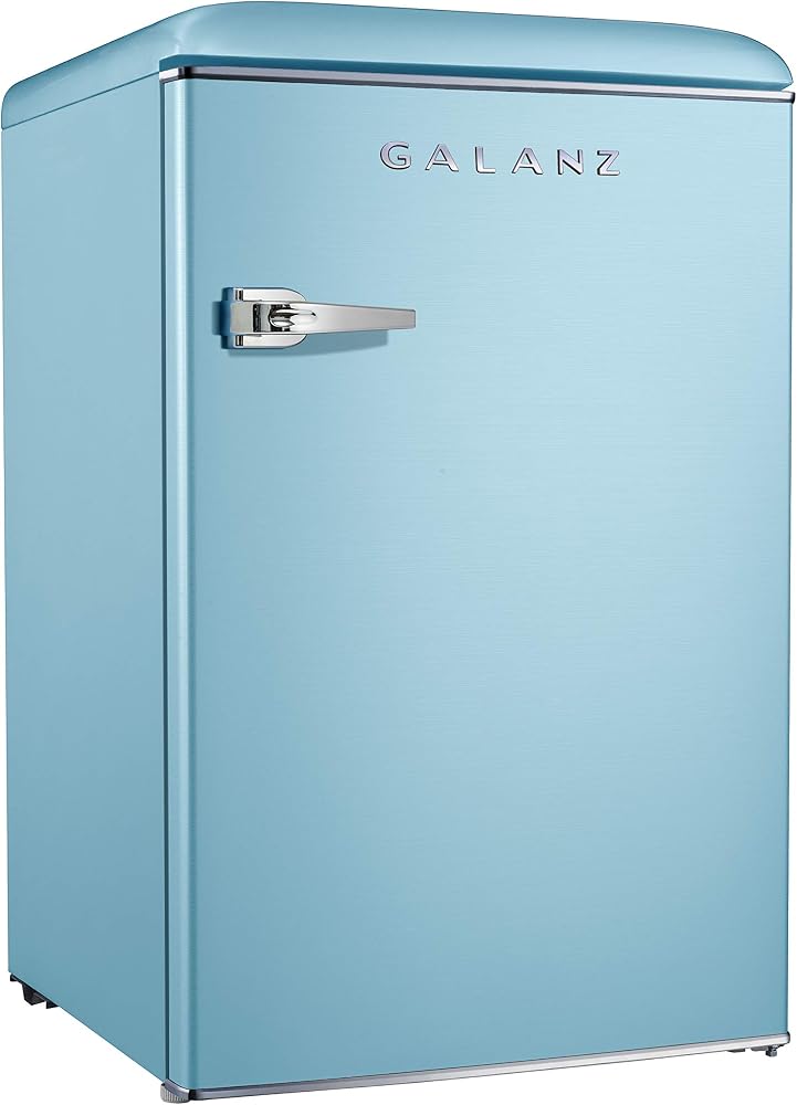 Galanz GLR44BEER Retro Compact Refrigerator, Single Door Fridge Adjustable Mechanical Thermostat, 3 Removable Glass Shelf, 1