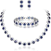 EVER FAITH Round Cut Cubic Zirconia Tennis Luxury Necklace Bracelet Earrings Set for Women