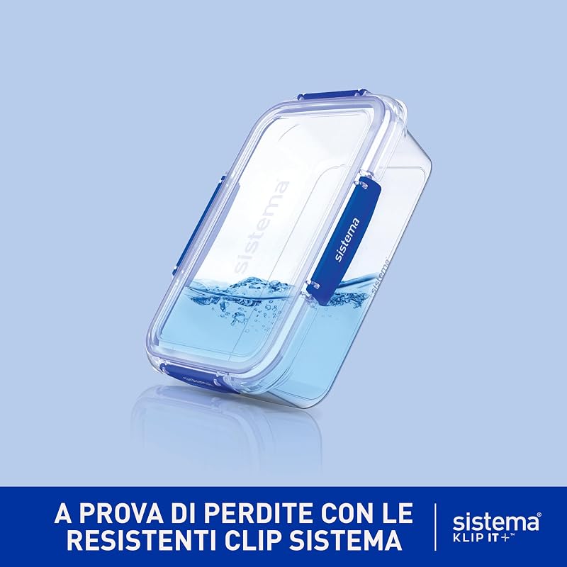 KLIP IT PLUS Contenitori per la conservazione degli alimenti | 1 l | Set di contenitori ermetici | Porta pranzo con Guarnizione ermetic | Clip di bloccaggio facile | 4 pezzi