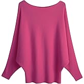 GABERLY Boat Neck Batwing Sleeves Dolman Knitted Sweaters and Pullovers Tops for Women