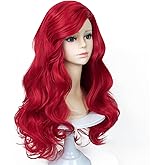 Max Beauty Red Mermaid Wigs, Red Curly Long Hair Daily Wig Heat Resistant Synthetic Fiber for Halloween for Christmas