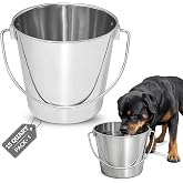 AASPIRE PETS 13 quart Heavy Duty Stainless Steel Round Bucket with Handle | 3.25 gal Sturdy Food &amp; Water for XXL Dogs Goats sheep Horse &amp; Livestock | Fits kennel Crate Cage Farm | Hanging Utility Pail