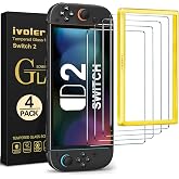 ivoler 4-Pack Tempered Glass Screen Protector Designed for Nintendo Switch 2 2025 with [Alignment Frame] Transparent HD Clear[Updated Version] Screen Protector for Switch 2 7.9''