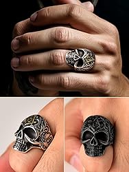 Personalized Custom Sugar Skull Ring, Mens