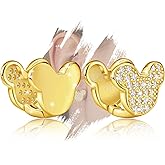 Mouse Earrings Cute Hoop Earrings for Girls Teens Women - Sterling Silver Hypoallergenic Cubic Zirconia Loop Earring Dainty Lovely Jewelry Adorable Gifts for Christmas Birthday Daughter Niece