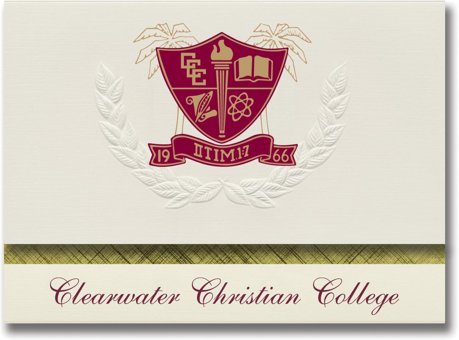 Amazon Com Signature Announcements Clearwater Christian College Graduation Announcements Platinum Style Basic Pack 20 With Clearwater Christian College Fl Seal Foil Office Products