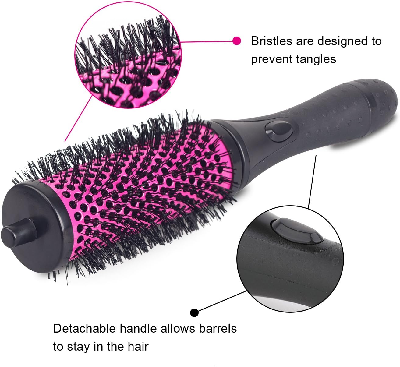 Xcellent Global Brush Set including Detachable Barrels Round Styling Tool, 6 Barrels 1 Handle, Small Medium Large BT023 - Image 5