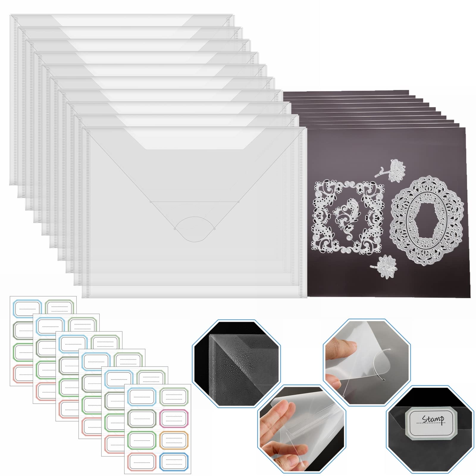 10 Pieces A4 Size Clear Plastic Pockets and Rubber Soft Magnet Sheets Magnetic Storage Sheet Set for Cutting Dies Storage 0.5mm Thick,Cutting Dies Stencil Crafting Die Cuts Stamps Storage and Organize