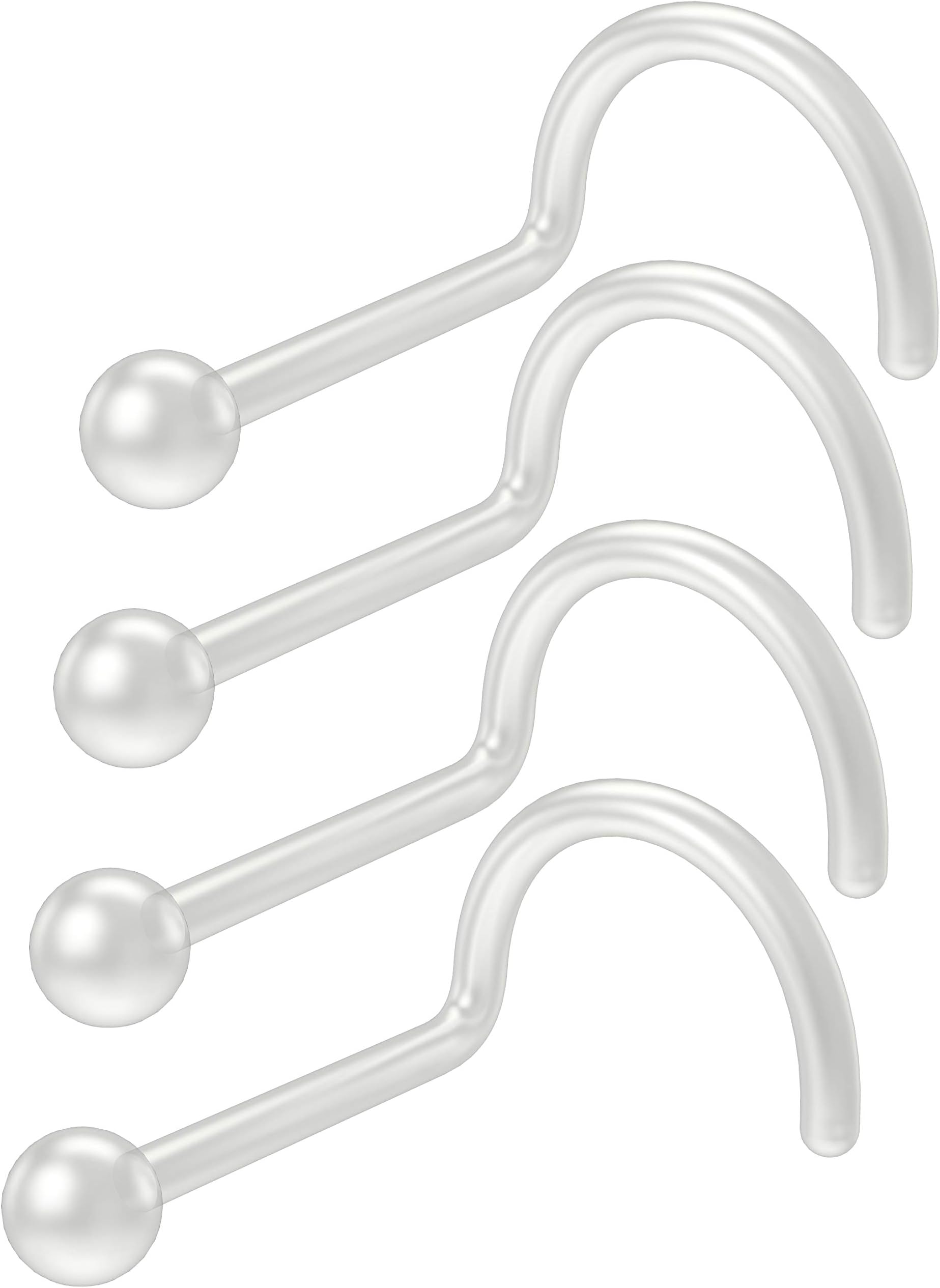 20g Nose Screw Retainer Clear BioFlex Flexible Nostril Twist Studs Bioplast Piercing Corskscrew Ring